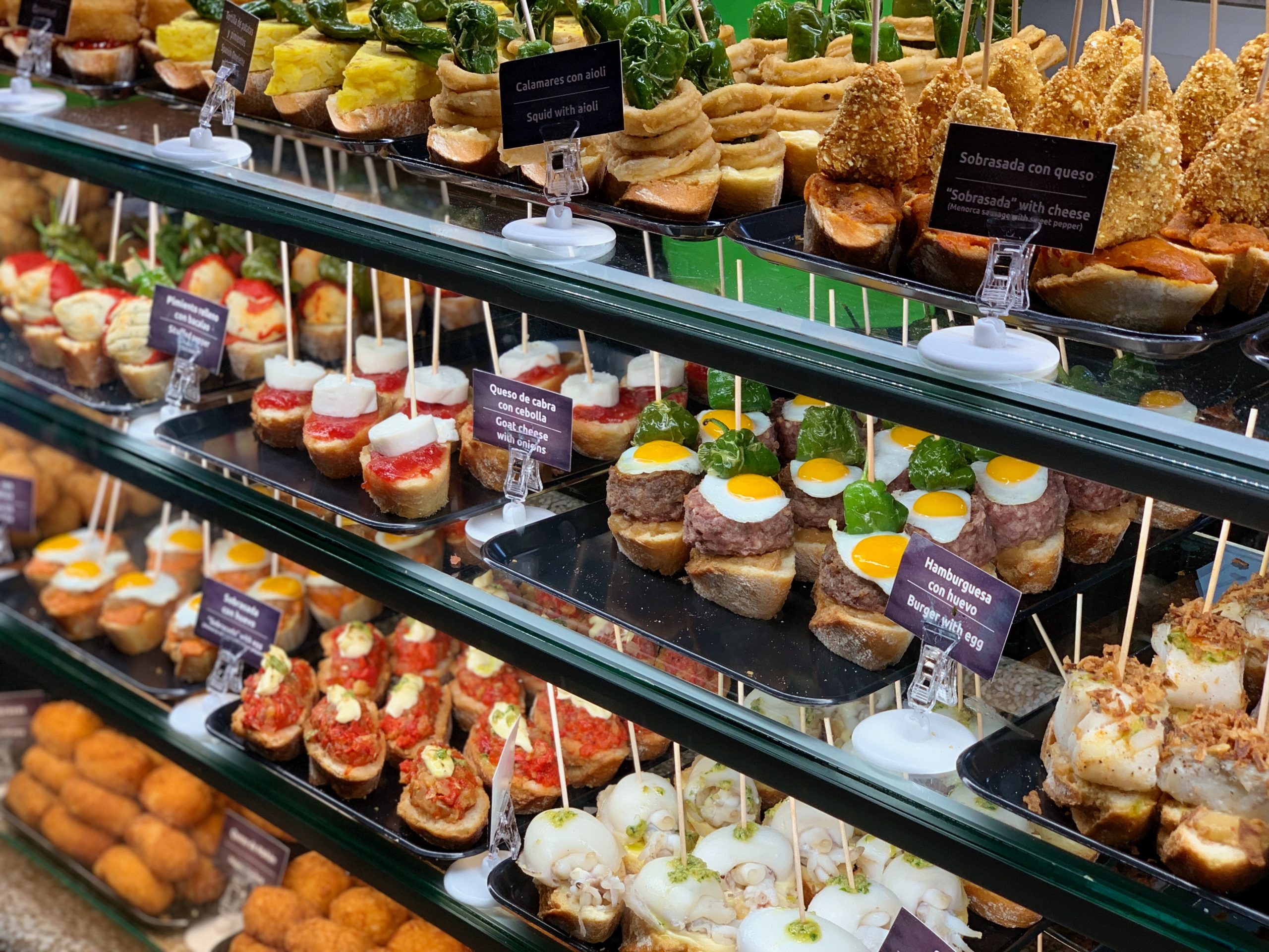 move to Spain for the food - lot's of different pinchos in a display cabinet