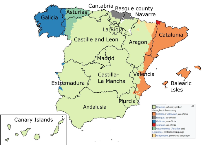 spain-map The many regional languages of Spain